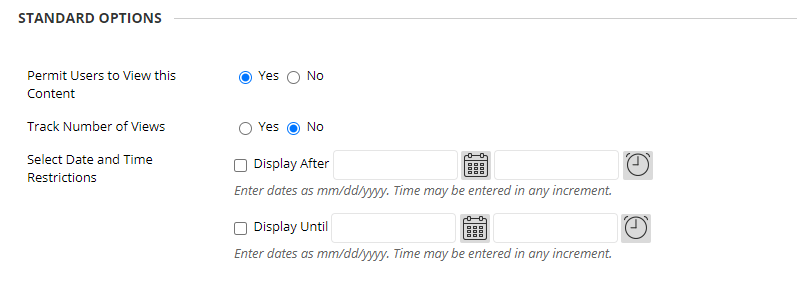 standard options