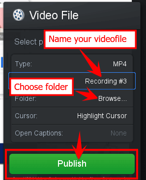 name and folder for your videofile
