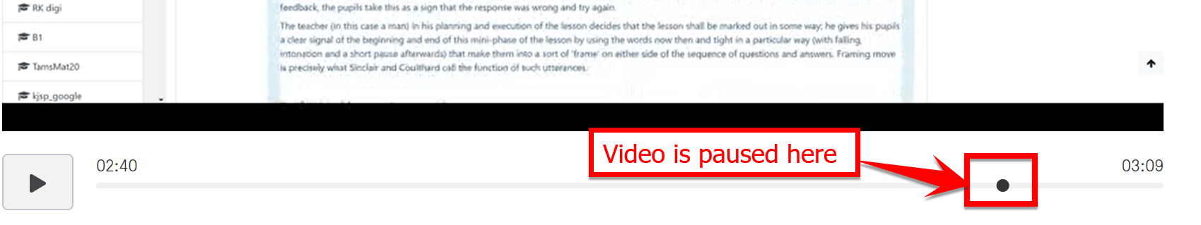 video paused
